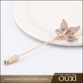 OUXI OEM/ODM Small MOQ=12PCS Custom Women Brooch Golden Cooper Alloy Flower CZ Lapel Pins for Formal Occasion